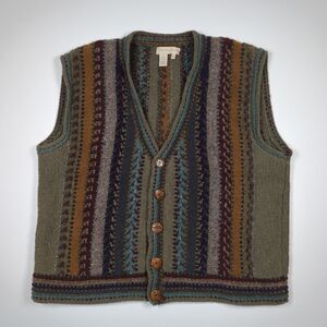 Territory Ahead Himalaya Handknit Wool Sweater Vest Mens XL Colorful Knit Nepal